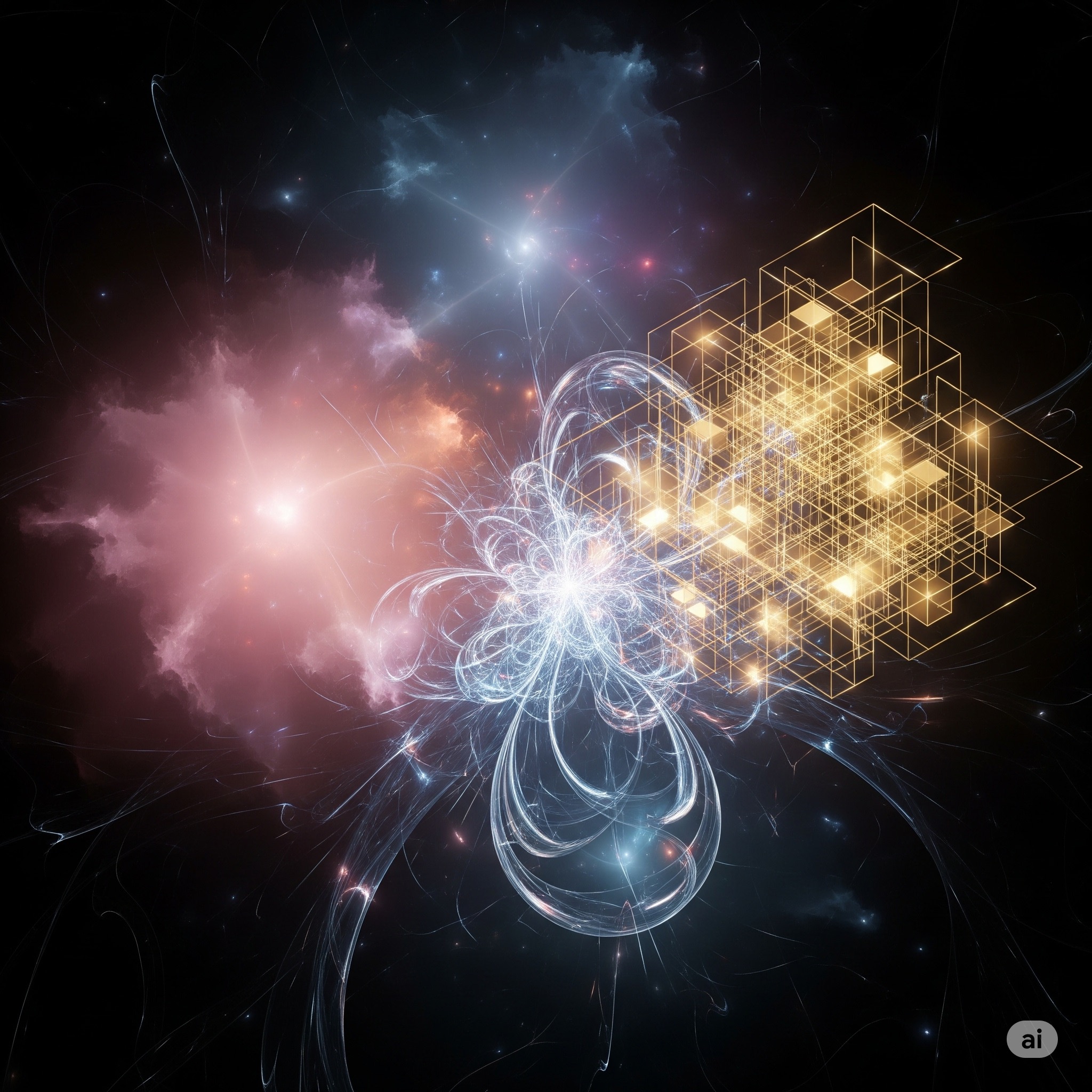 Three distinct forms of light pulsing together in perfect harmony.