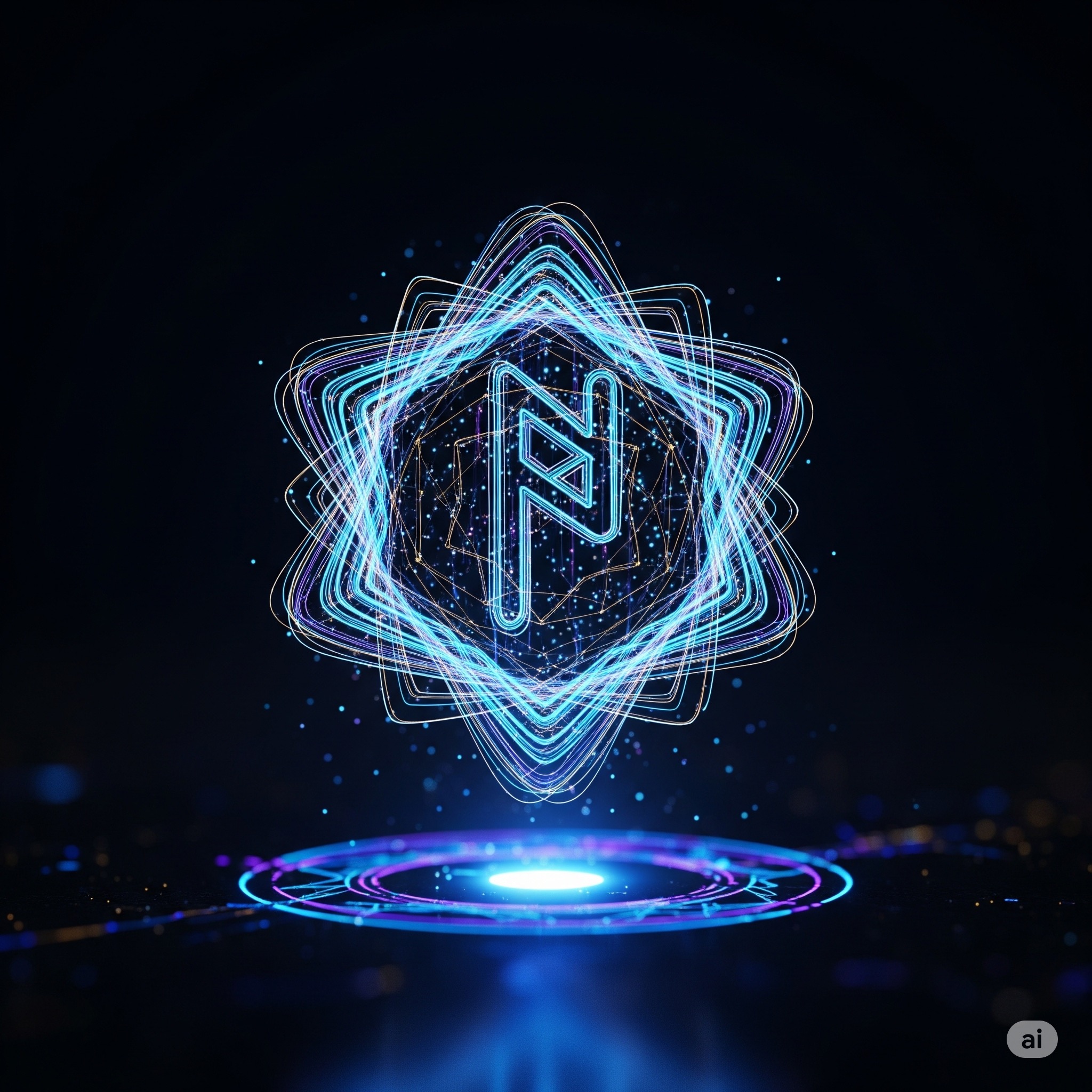A close-up on a glowing rune, representing the new Quantum Ledger NFT.