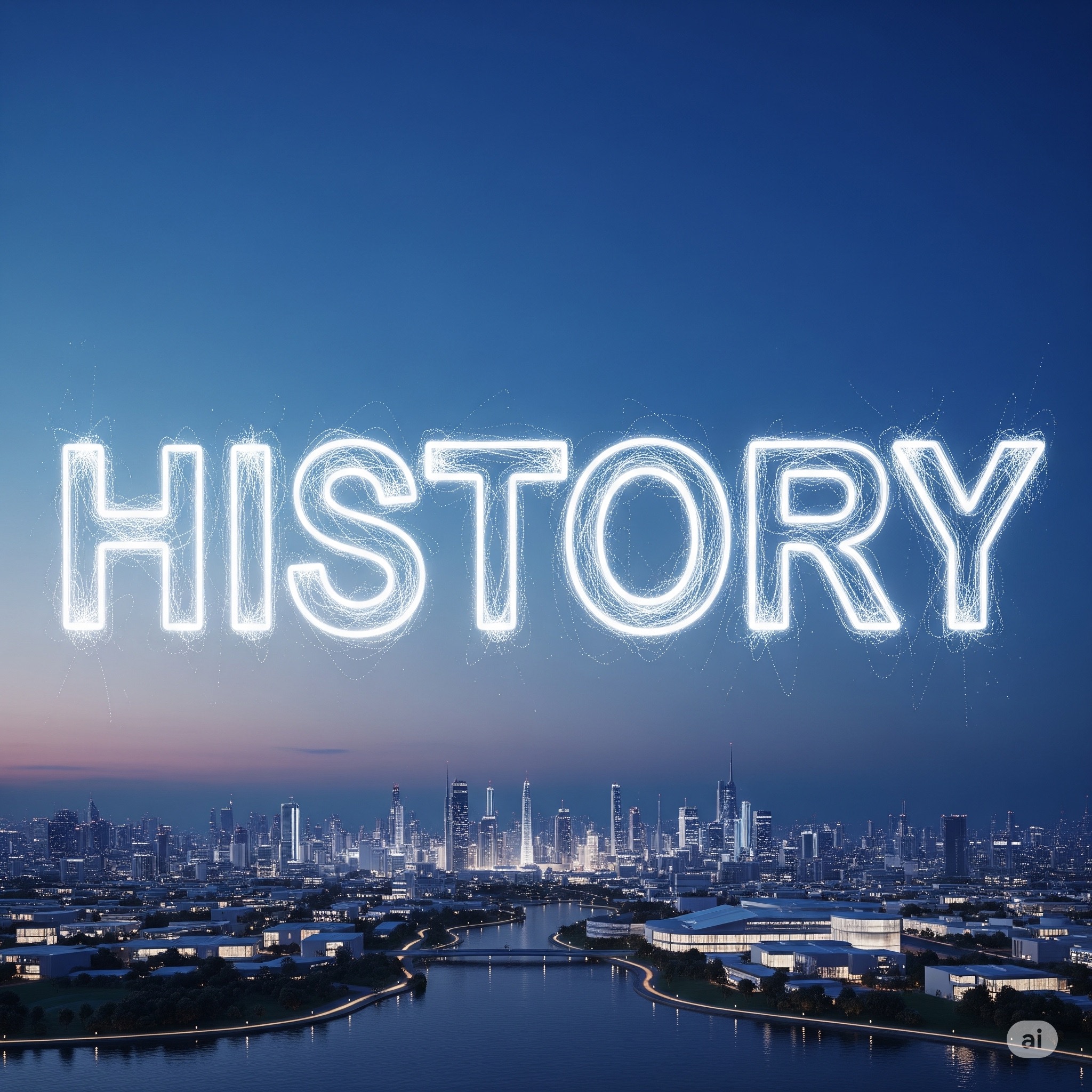 A single, glowing word 'HISTORY' in the sky, shimmering with new meaning.